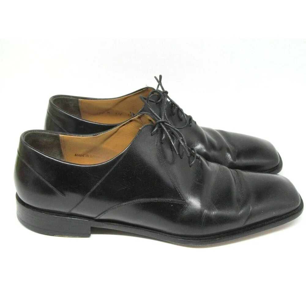 Paolo De Marco Black  Plain Toe Square Toe Oxfords  Mens Size US 11.5 M defect